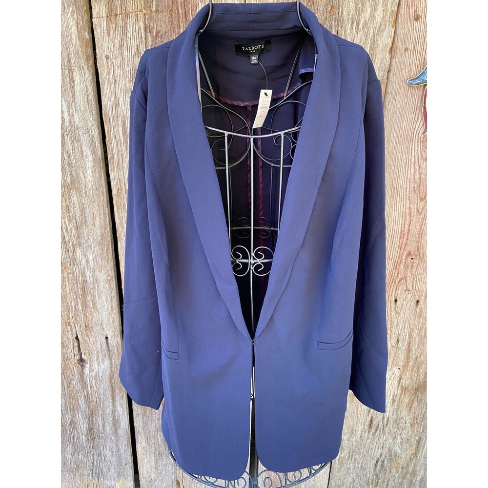 TALBOTS WOMAN 18‎ W navy blue career clasp front blazer NWT $239